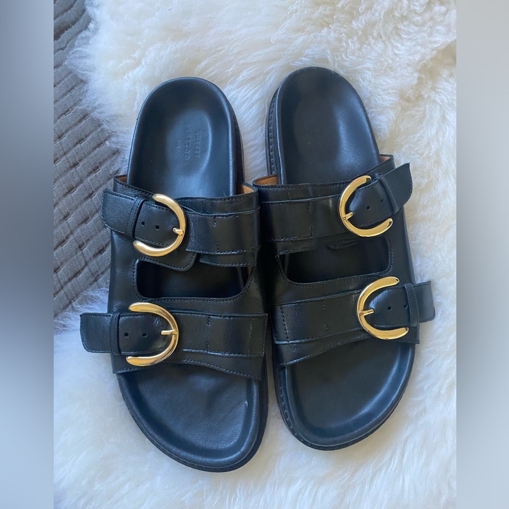 Sezane leather slide sandals